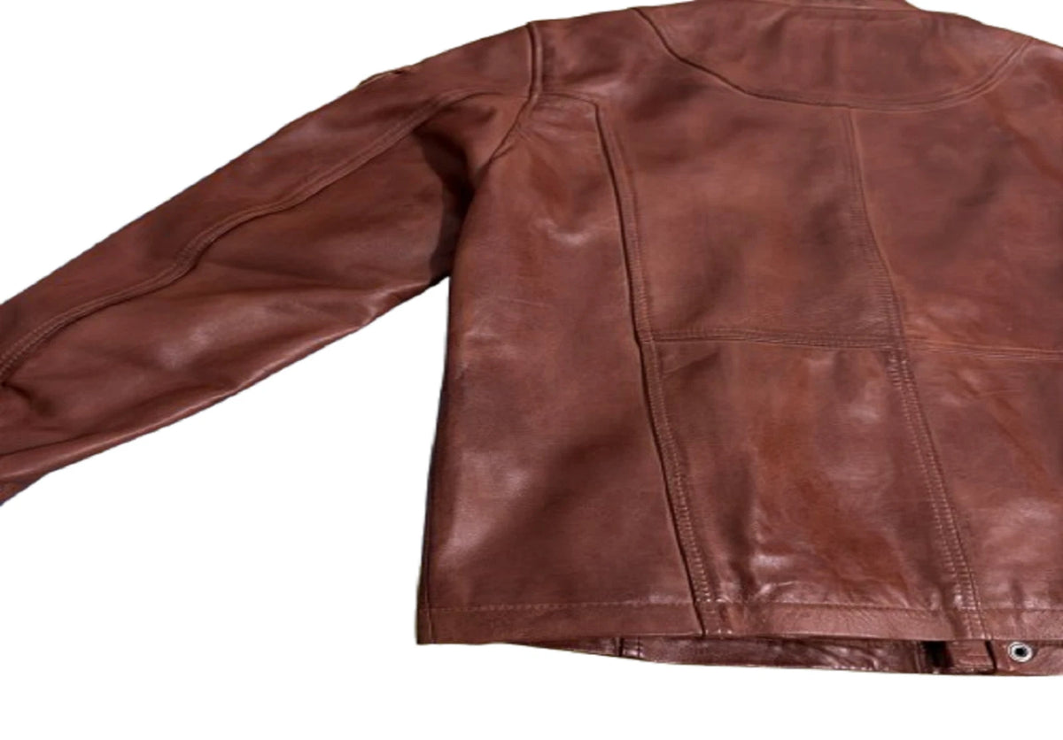 Men's Lambskin Leather Jacket, American Casual Indian Workwear Distressed Style,
