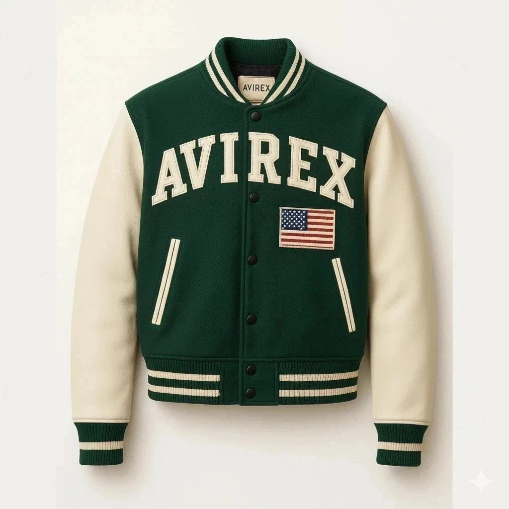 Men's Avirex Real Leather Bomber Jacket American Flight Leather Jacket