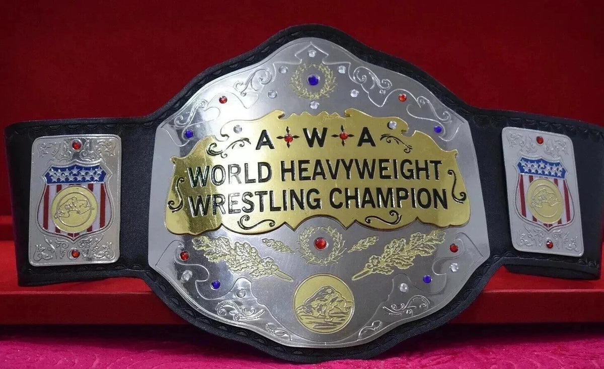 AWA World Heavyweight Wrestling Champion Replica Title Belt 2mm Adult size