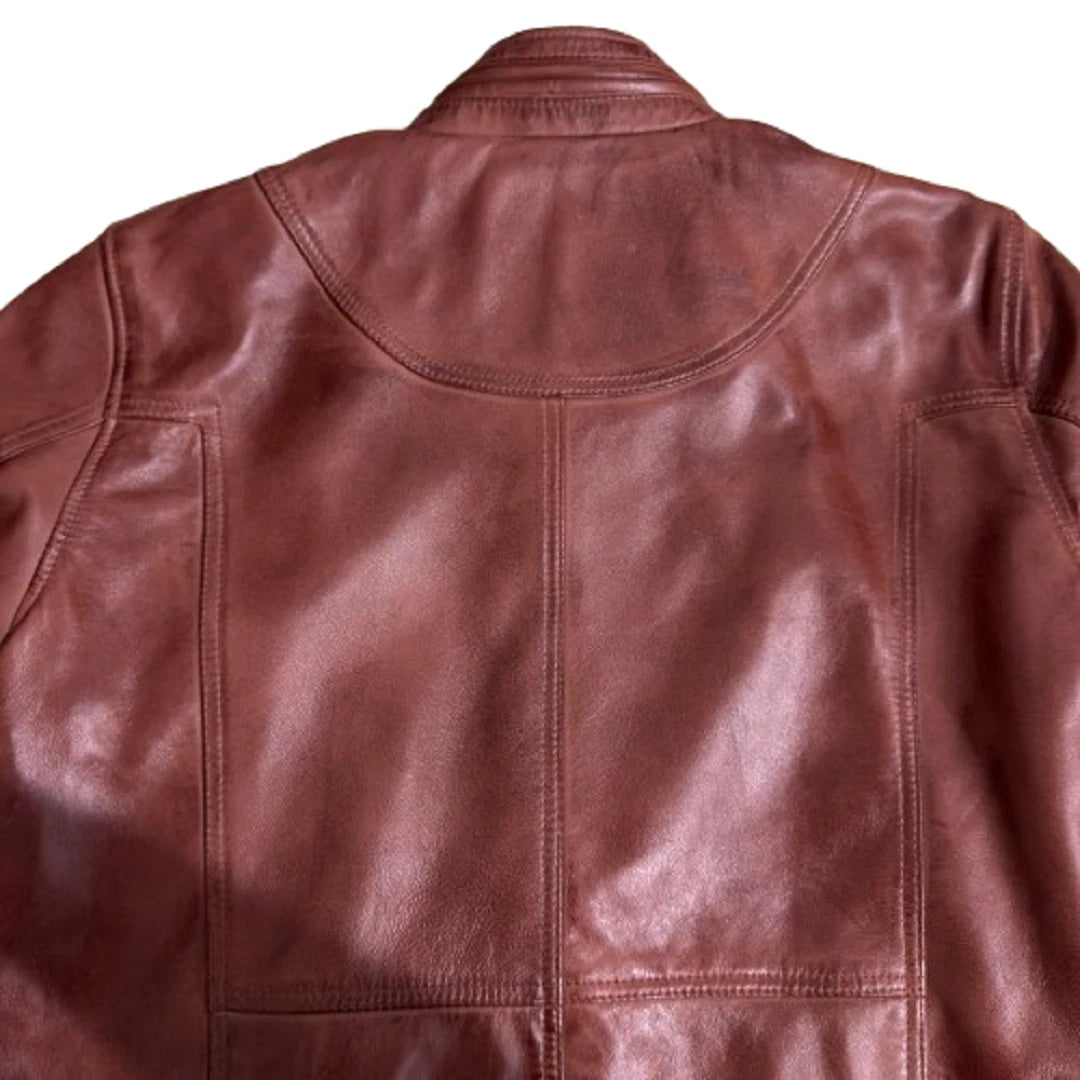 Men's Lambskin Leather Jacket, American Casual Indian Workwear Distressed Style,