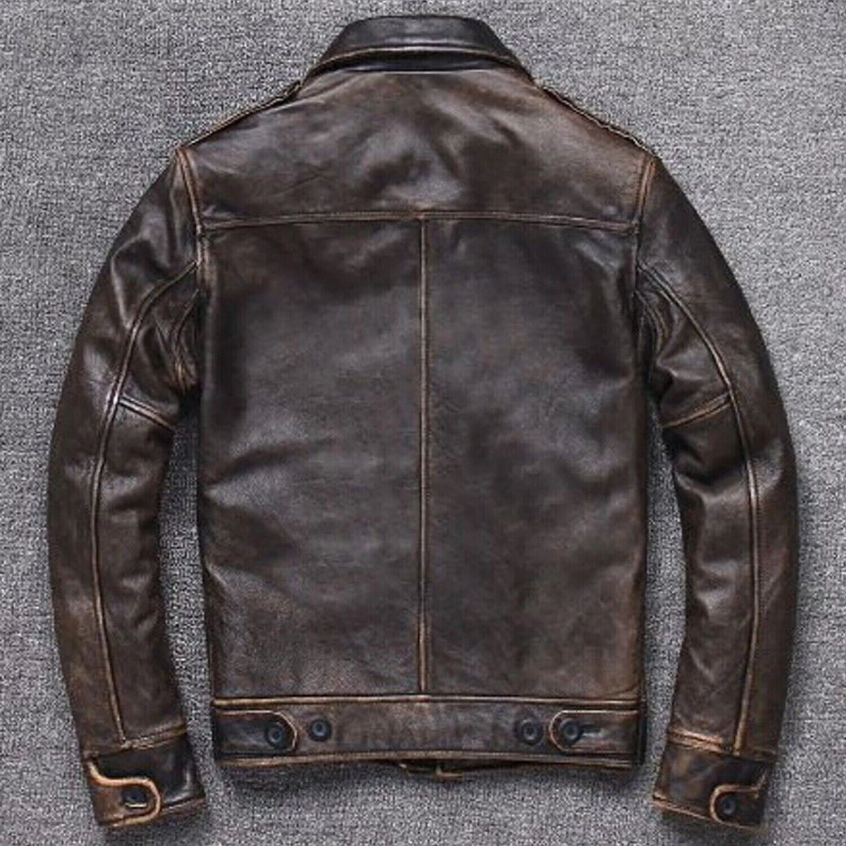Men's Vintage A2 Bomber AIR Force Style Waxed Tan Brown Real Leather Jacket
