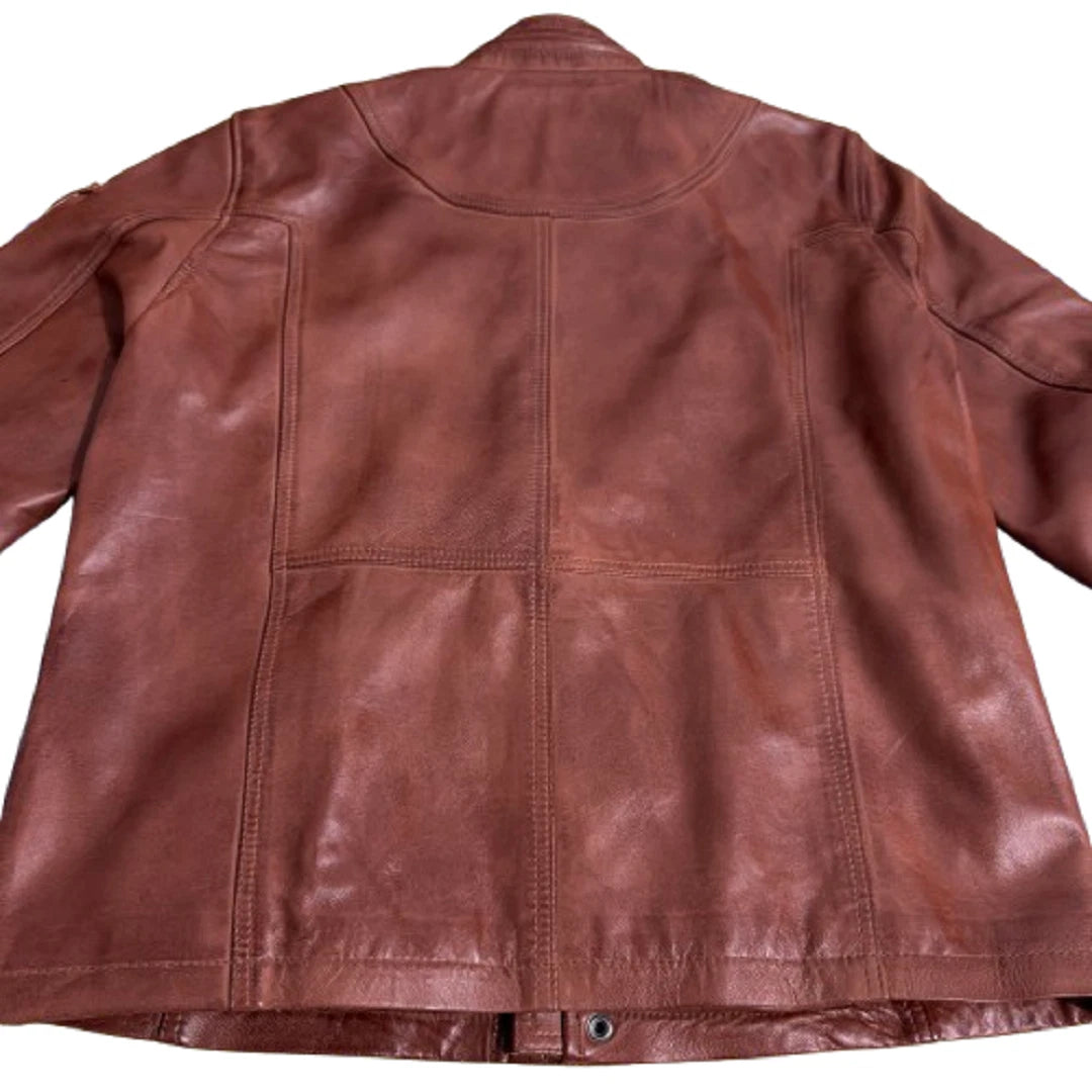 Men's Lambskin Leather Jacket, American Casual Indian Workwear Distressed Style,