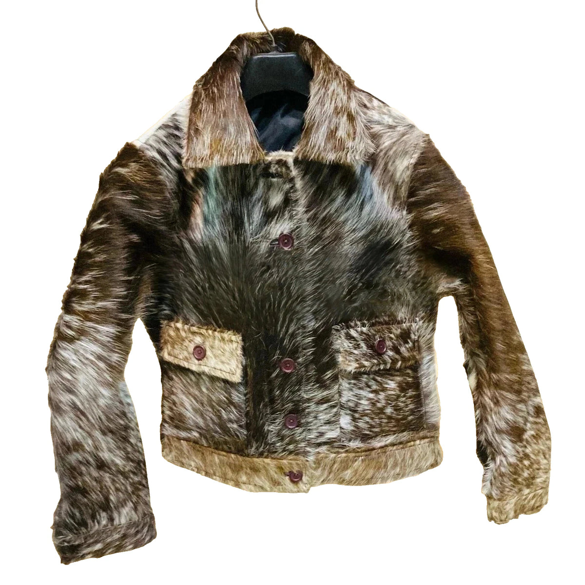 Men’s Real Cowhide Leather Jacket Hair-On Fur Natural Cow Skin Western jacket