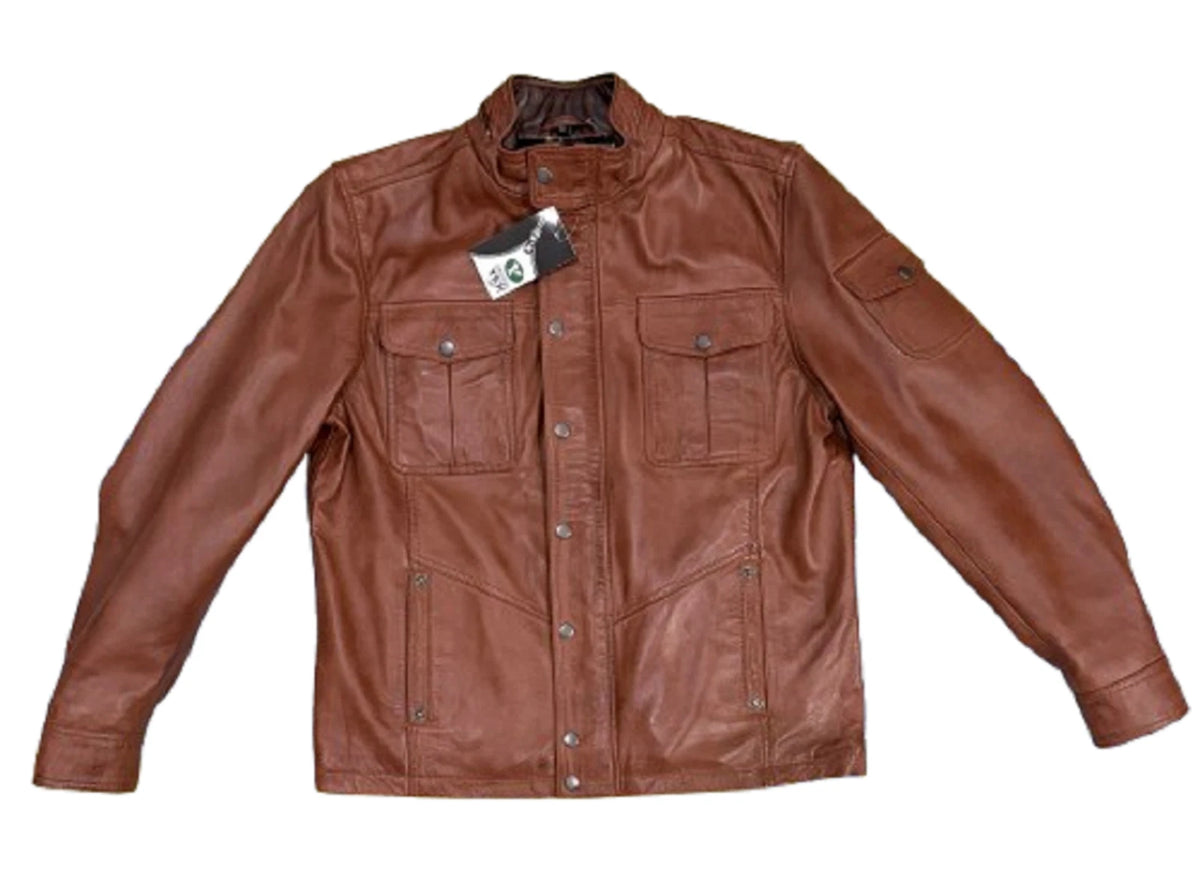 Men's Lambskin Leather Jacket, American Casual Indian Workwear Distressed Style,
